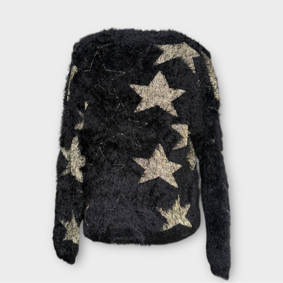 Haute Rogue Black Fuzzy Star Sweater M Glam Metallic Knit Cozy Indie Festival - Picture 4 of 9